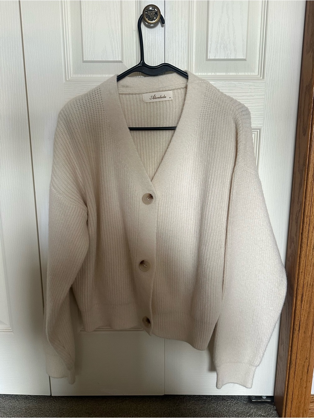 Cream Button Cardigan Sweater